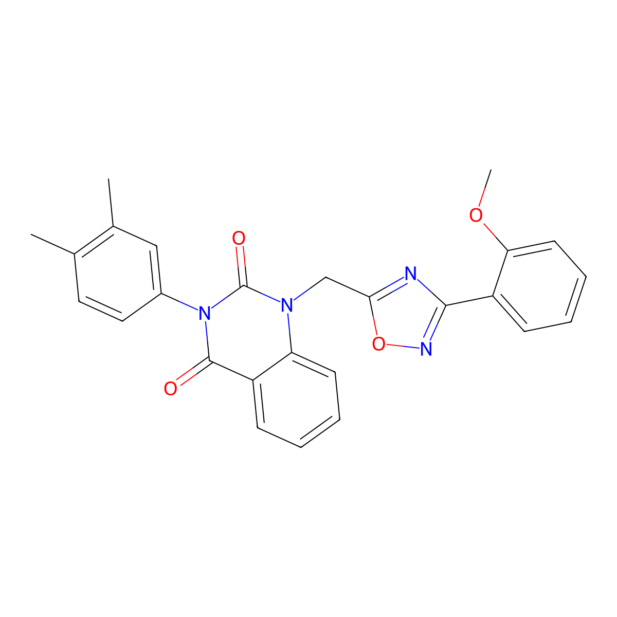 3-(3,4-dimethylphenyl)-1-((3-(2-methoxyphenyl)-1,2,4-oxadiazol-5-yl)methyl)quinazoline-2,4(1H,3H)-dione molecular structure, CAS 1207026-90-1