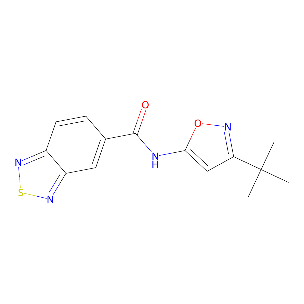 N-(3-(tert-butyl)isoxazol-5-yl)benzo[c][1,2,5]thiadiazole-5-carboxamide molecular structure, CAS 1207026-91-2