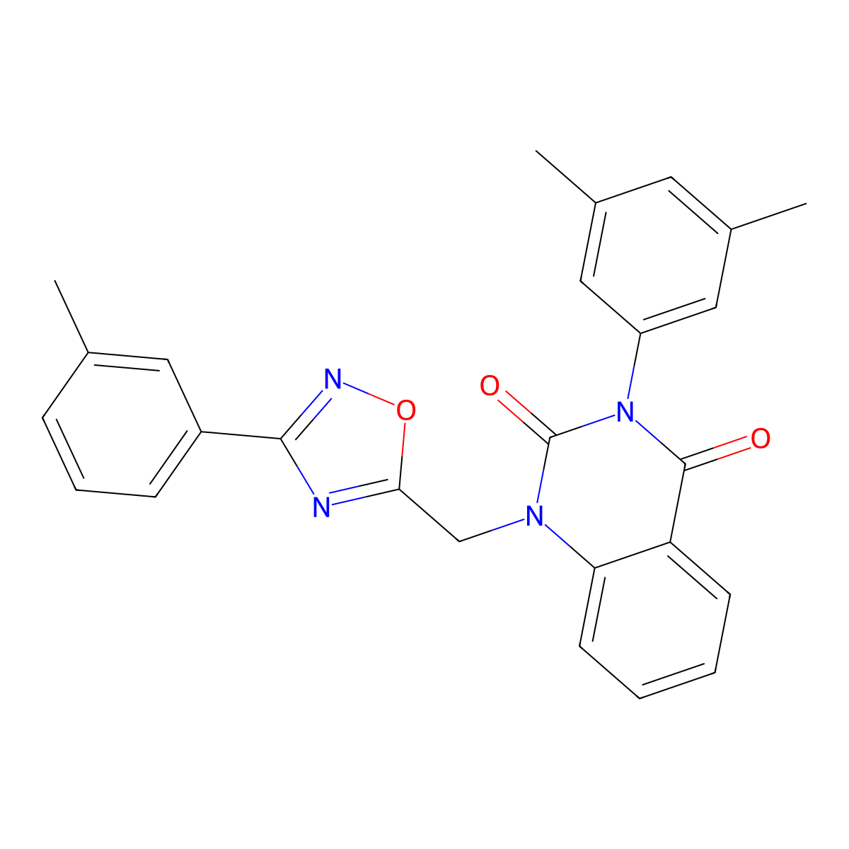 3-(3,5-Dimethylphenyl)-1-{[3-(3-methylphenyl)-1,2,4-oxadiazol-5-yl]methyl}-1,2,3,4-tetrahydroquinazoline-2,4-dione molecular structure, CAS 1207026-96-7