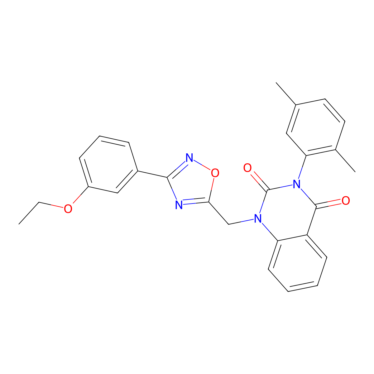 3-(2,5-dimethylphenyl)-1-((3-(3-ethoxyphenyl)-1,2,4-oxadiazol-5-yl)methyl)quinazoline-2,4(1H,3H)-dione molecular structure, CAS 1207026-99-0