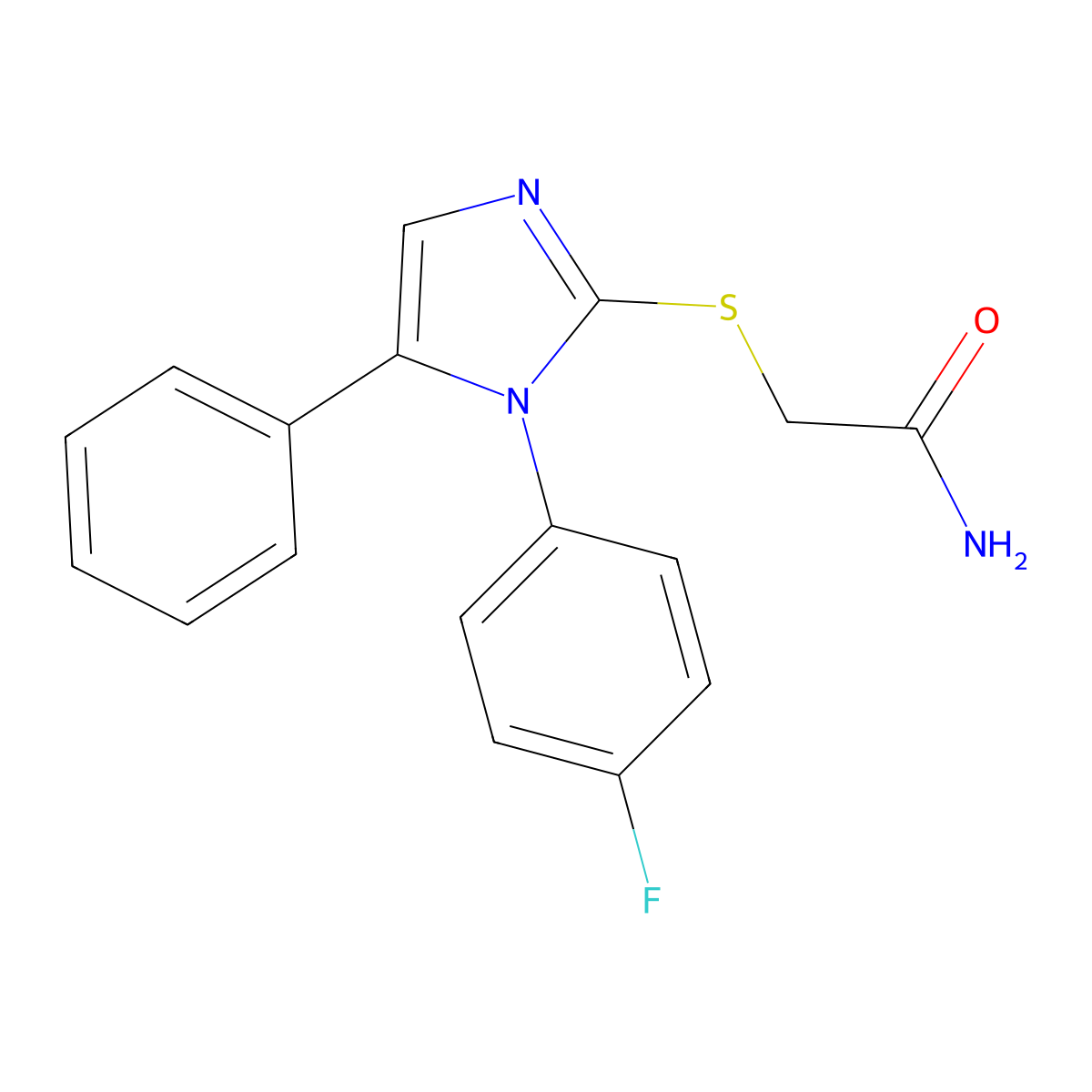 2-{[1-(4-fluorophenyl)-5-phenyl-1H-imidazol-2-yl]sulfanyl}acetamide molecular structure, CAS 1207027-02-8
