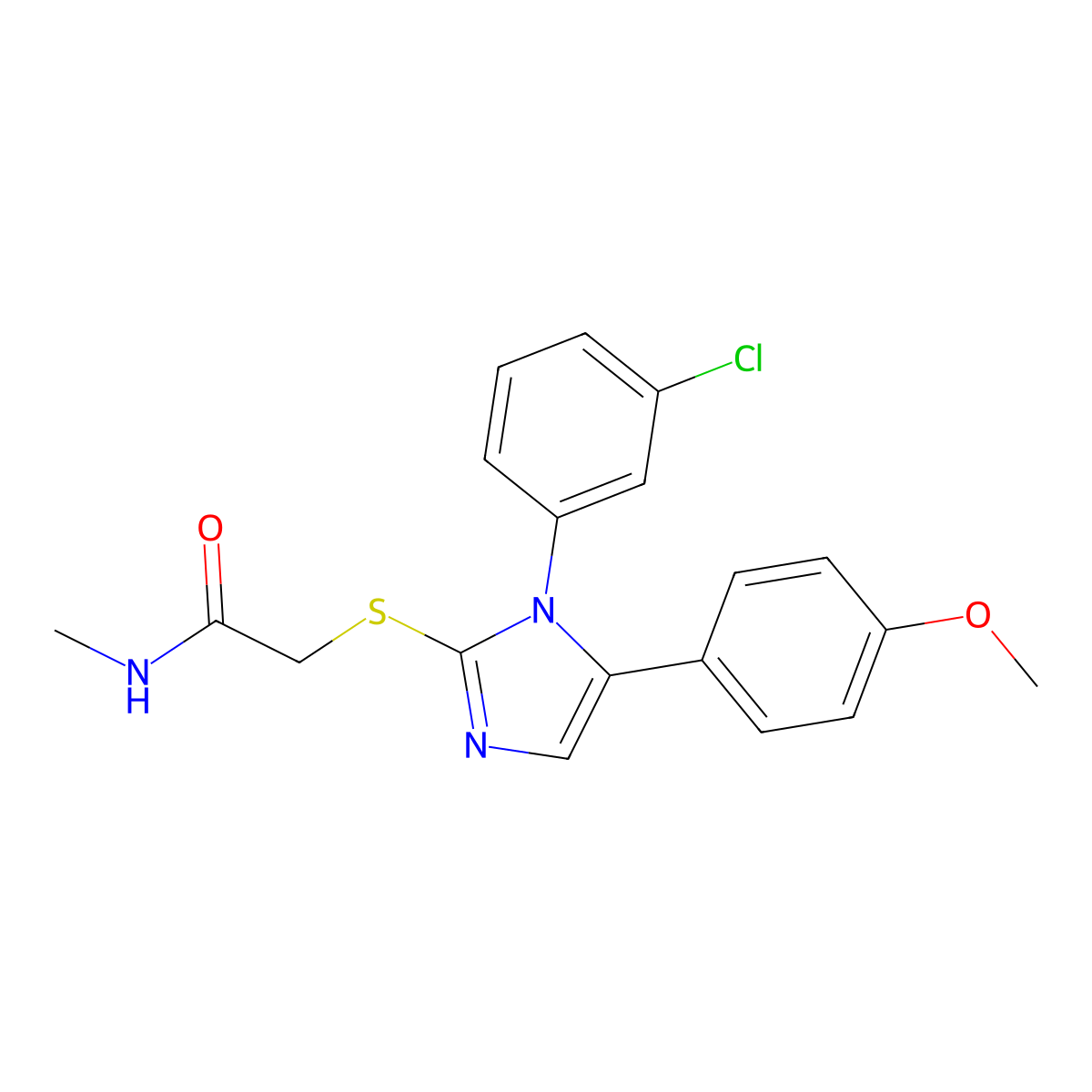 2-((1-(3-chlorophenyl)-5-(4-methoxyphenyl)-1H-imidazol-2-yl)thio)-N-methylacetamide molecular structure, CAS 1207027-23-3