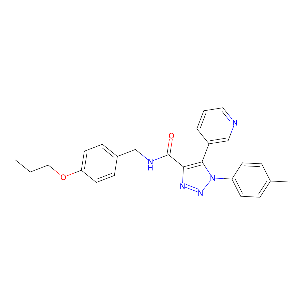 1-(4-methylphenyl)-N-[(4-propoxyphenyl)methyl]-5-(pyridin-3-yl)-1H-1,2,3-triazole-4-carboxamide molecular structure, CAS 1207027-24-4