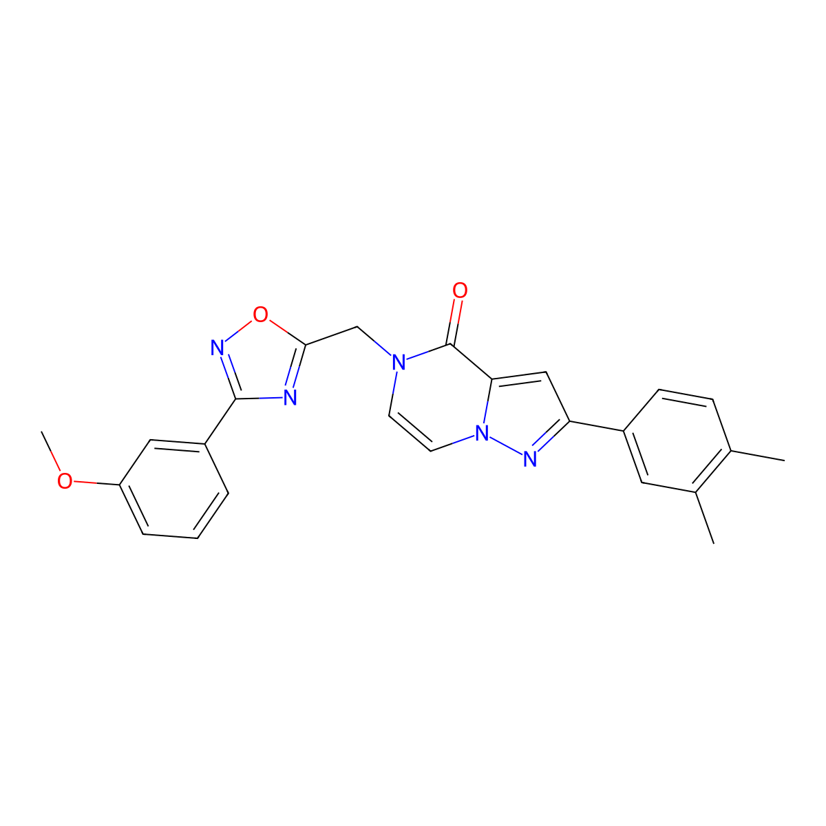 2-(3,4-dimethylphenyl)-5-((3-(3-methoxyphenyl)-1,2,4-oxadiazol-5-yl)methyl)pyrazolo[1,5-a]pyrazin-4(5H)-one molecular structure, CAS 1207027-29-9