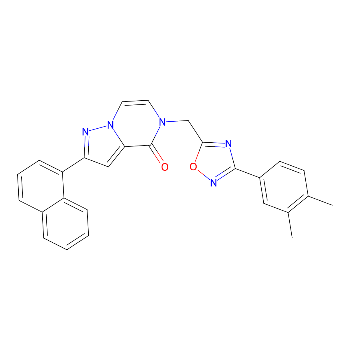 5-((3-(3,4-dimethylphenyl)-1,2,4-oxadiazol-5-yl)methyl)-2-(naphthalen-1-yl)pyrazolo[1,5-a]pyrazin-4(5H)-one molecular structure, CAS 1207027-39-1
