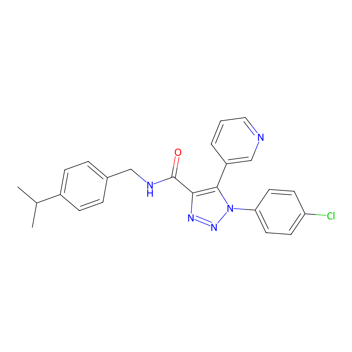 1-(4-chlorophenyl)-N-{[4-(propan-2-yl)phenyl]methyl}-5-(pyridin-3-yl)-1H-1,2,3-triazole-4-carboxamide molecular structure, CAS 1207027-40-4