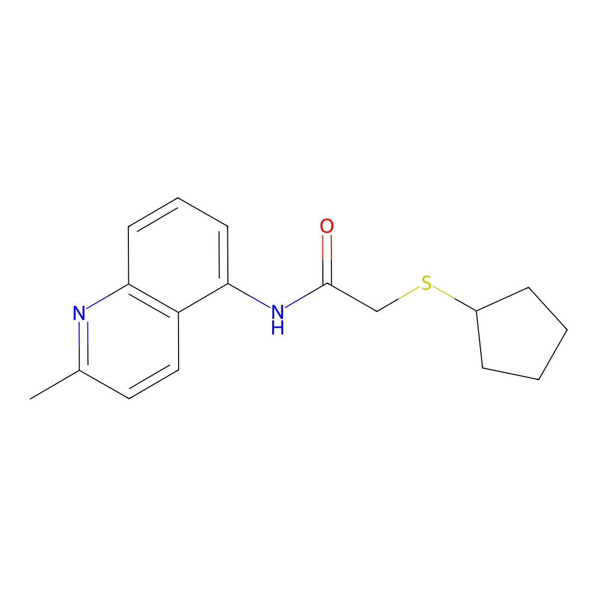 2-(cyclopentylthio)-N-(2-methylquinolin-5-yl)acetamide molecular structure, CAS 1207027-50-6