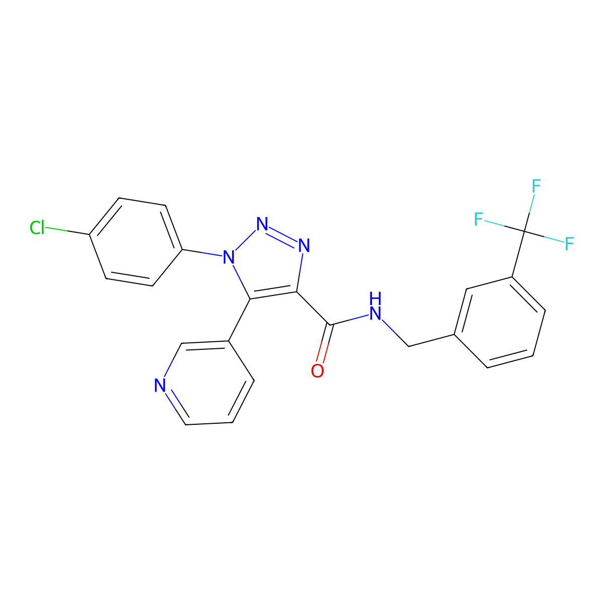 1-(4-chlorophenyl)-5-(pyridin-3-yl)-N-(3-(trifluoromethyl)benzyl)-1H-1,2,3-triazole-4-carboxamide molecular structure, CAS 1207027-54-0