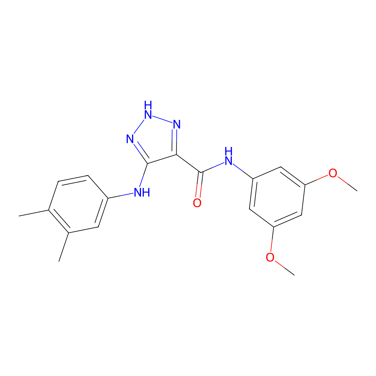 N-(3,5-dimethoxyphenyl)-5-[(3,4-dimethylphenyl)amino]-1H-1,2,3-triazole-4-carboxamide molecular structure, CAS 1207027-64-2