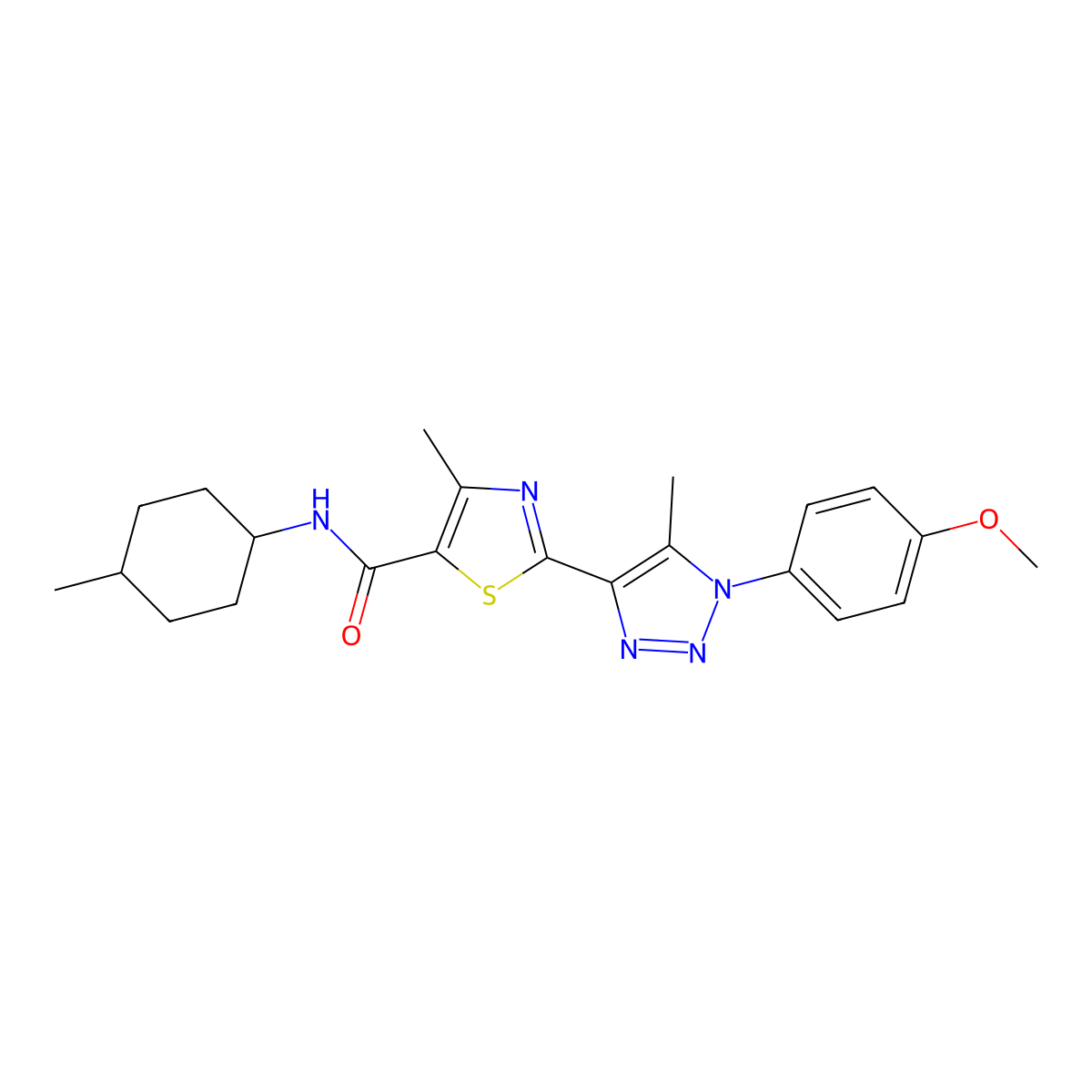 2-[1-(4-methoxyphenyl)-5-methyl-1H-1,2,3-triazol-4-yl]-4-methyl-N-(4-methylcyclohexyl)-1,3-thiazole-5-carboxamide molecular structure, CAS 1207027-72-2