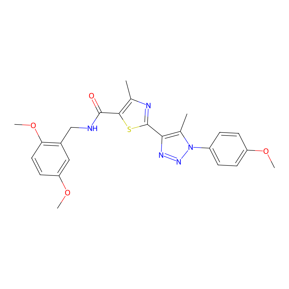 N-(2,5-dimethoxybenzyl)-2-(1-(4-methoxyphenyl)-5-methyl-1H-1,2,3-triazol-4-yl)-4-methylthiazole-5-carboxamide molecular structure, CAS 1207027-73-3