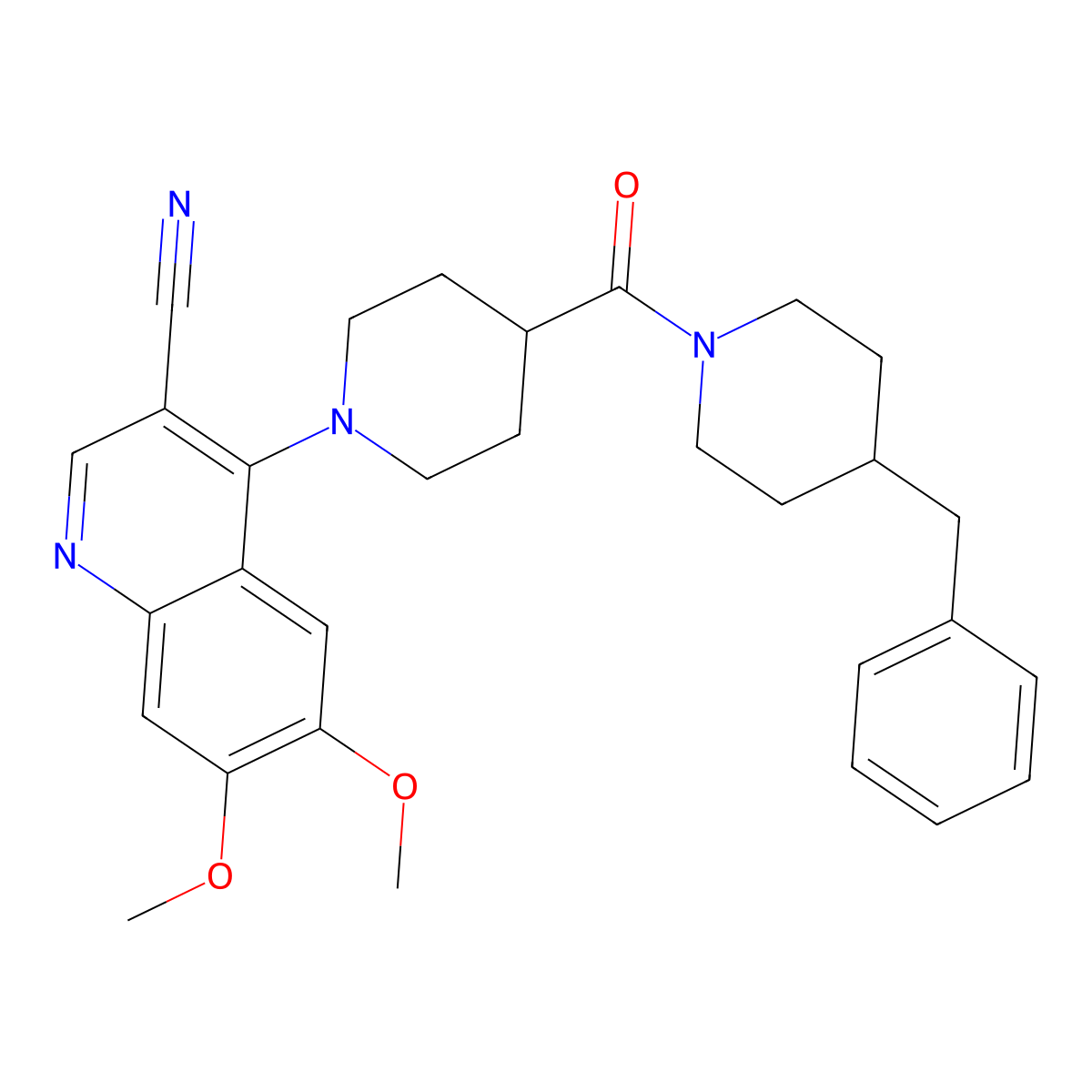 4-(4-(4-Benzylpiperidine-1-carbonyl)piperidin-1-yl)-6,7-dimethoxyquinoline-3-carbonitrile molecular structure, CAS 1207027-74-4