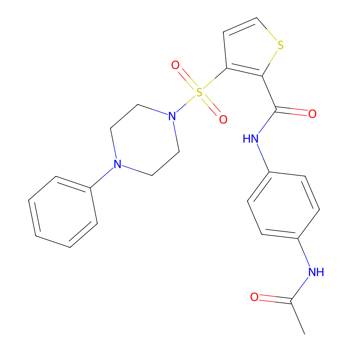 N-(4-acetamidophenyl)-3-[(4-phenylpiperazin-1-yl)sulfonyl]thiophene-2-carboxamide molecular structure, CAS 1207027-86-8