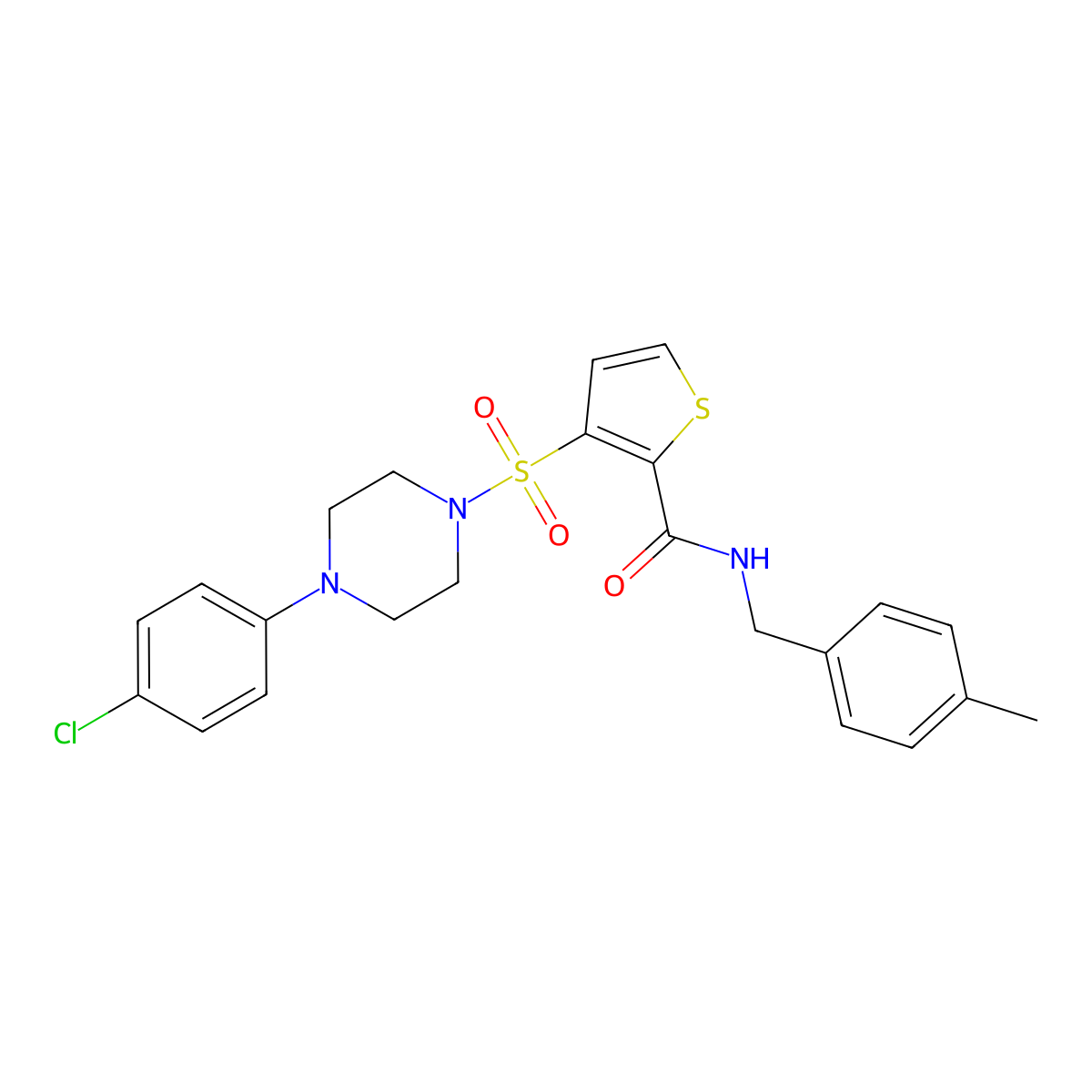 3-{[4-(4-chlorophenyl)piperazin-1-yl]sulfonyl}-N-(4-methylbenzyl)thiophene-2-carboxamide molecular structure, CAS 1207027-91-5