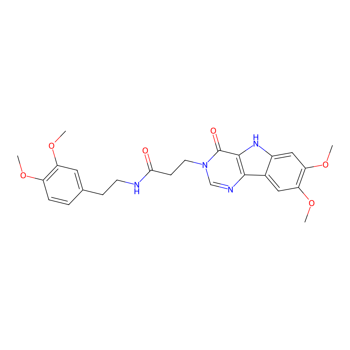 3-(7,8-dimethoxy-4-oxo-4,5-dihydro-3H-pyrimido[5,4-b]indol-3-yl)-N-(3,4-dimethoxyphenethyl)propanamide molecular structure, CAS 1207027-94-8
