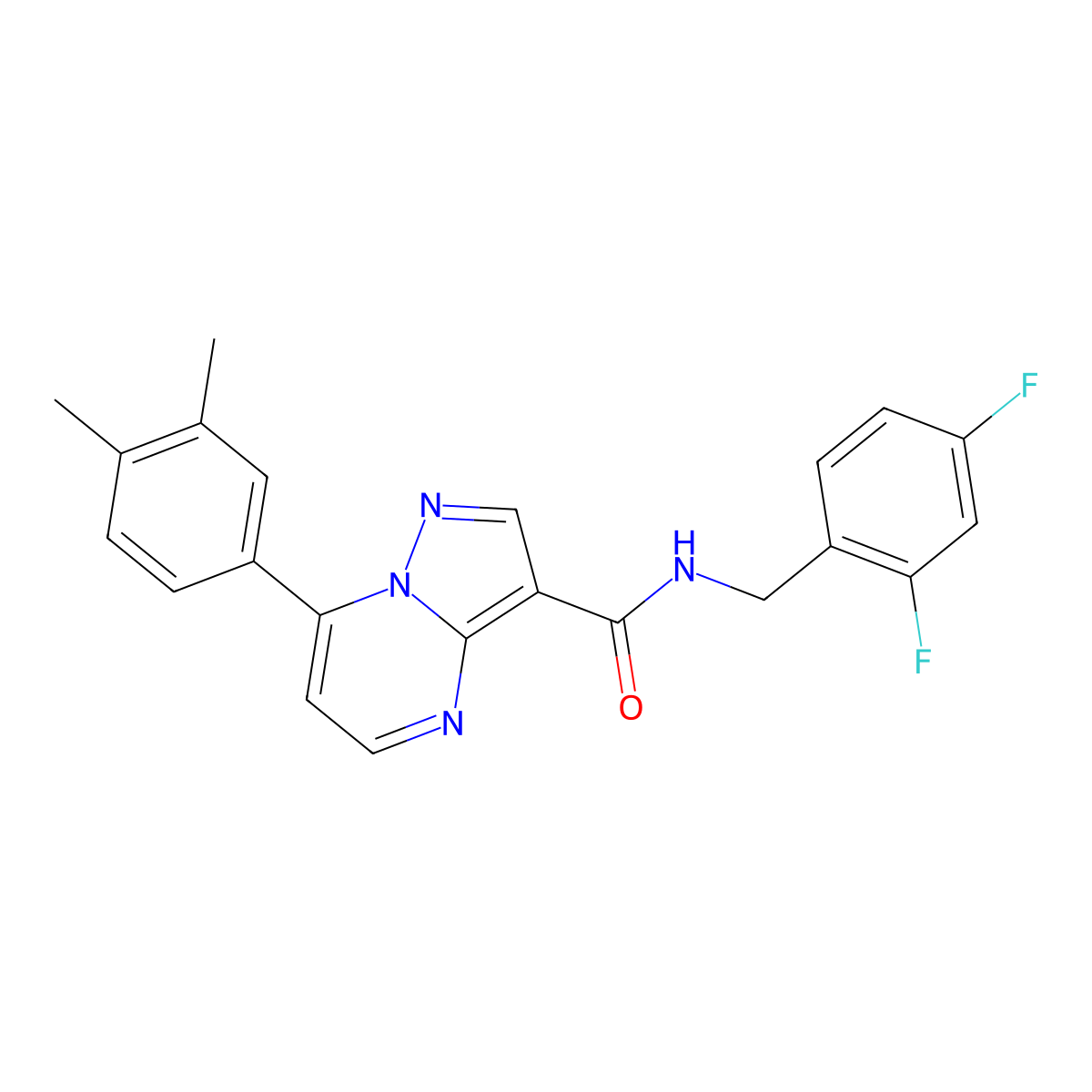N-[(2,4-difluorophenyl)methyl]-7-(3,4-dimethylphenyl)pyrazolo[1,5-a]pyrimidine-3-carboxamide molecular structure, CAS 1207027-95-9
