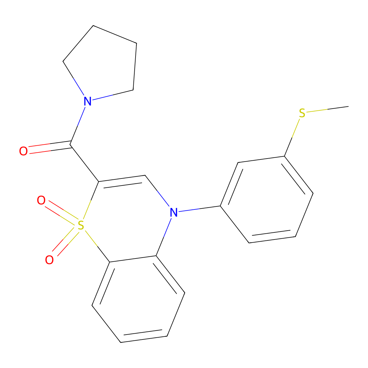 4-[3-(methylsulfanyl)phenyl]-2-(pyrrolidine-1-carbonyl)-4H-1lambda6,4-benzothiazine-1,1-dione molecular structure, CAS 1207027-98-2