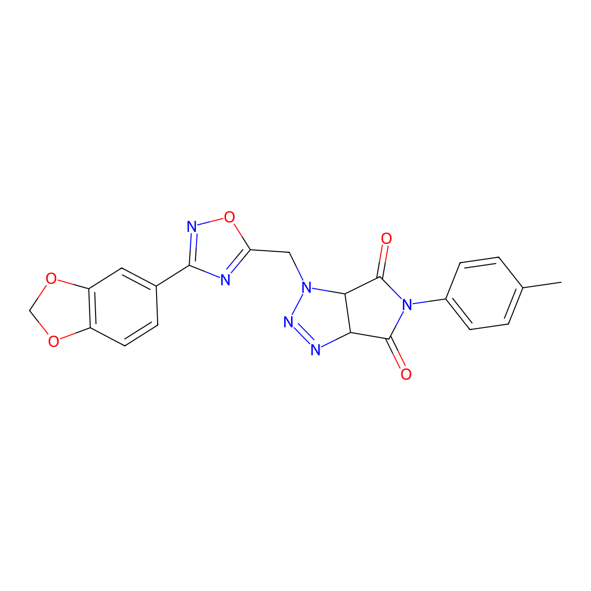 1-((3-(benzo[d][1,3]dioxol-5-yl)-1,2,4-oxadiazol-5-yl)methyl)-5-(p-tolyl)-1,6a-dihydropyrrolo[3,4-d][1,2,3]triazole-4,6(3aH,5H)-dione molecular structure, CAS 1207027-99-3