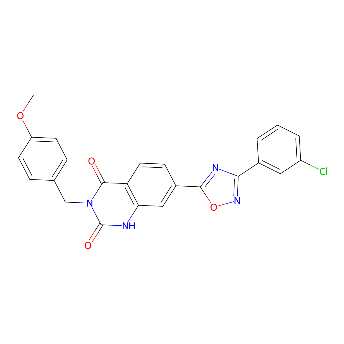 7-(3-(3-chlorophenyl)-1,2,4-oxadiazol-5-yl)-3-(4-methoxybenzyl)quinazoline-2,4(1H,3H)-dione molecular structure, CAS 1207028-03-2