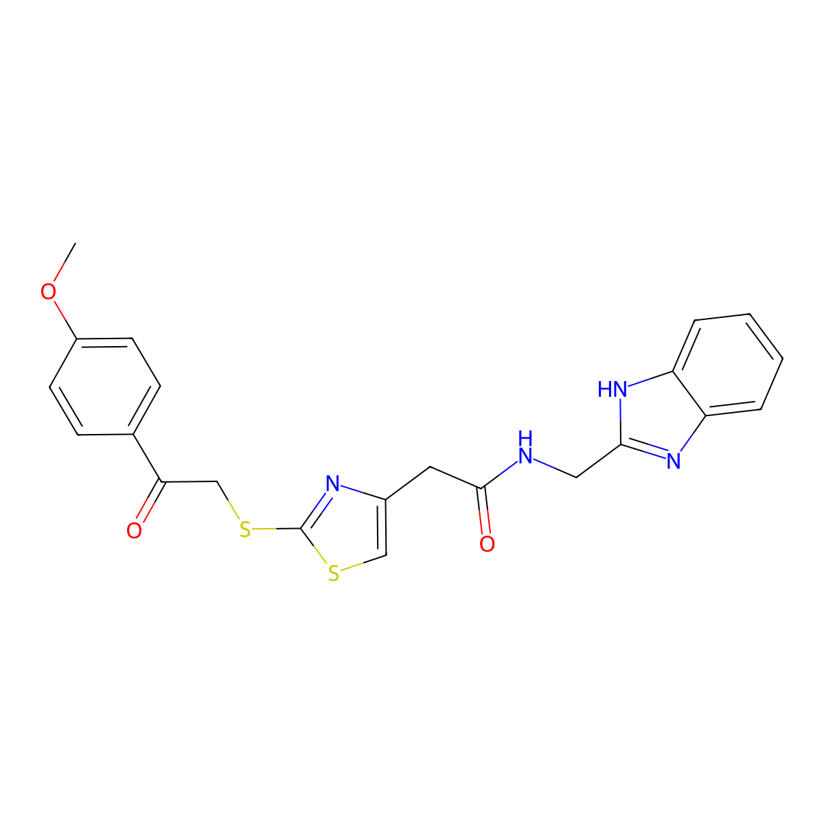 N-((1H-benzo[d]imidazol-2-yl)methyl)-2-(2-((2-(4-methoxyphenyl)-2-oxoethyl)thio)thiazol-4-yl)acetamide molecular structure, CAS 1207028-07-6