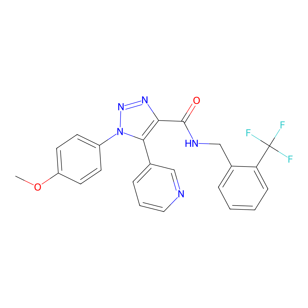 1-(4-methoxyphenyl)-5-(pyridin-3-yl)-N-(2-(trifluoromethyl)benzyl)-1H-1,2,3-triazole-4-carboxamide molecular structure, CAS 1207028-09-8