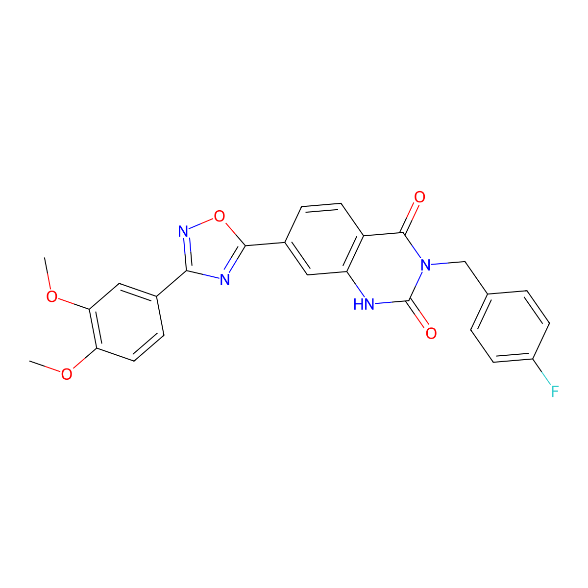 7-[3-(3,4-Dimethoxyphenyl)-1,2,4-oxadiazol-5-yl]-3-[(4-fluorophenyl)methyl]-1,2,3,4-tetrahydroquinazoline-2,4-dione molecular structure, CAS 1207028-13-4
