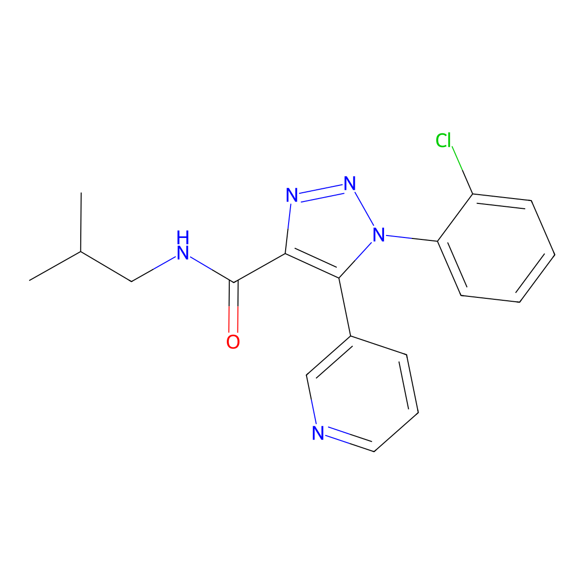 1-(2-chlorophenyl)-N-(2-methylpropyl)-5-(pyridin-3-yl)-1H-1,2,3-triazole-4-carboxamide molecular structure, CAS 1207028-17-8