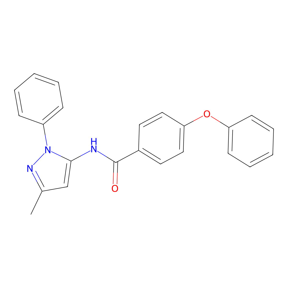 N-(3-methyl-1-phenyl-1H-pyrazol-5-yl)-4-phenoxybenzamide molecular structure, CAS 1207028-18-9
