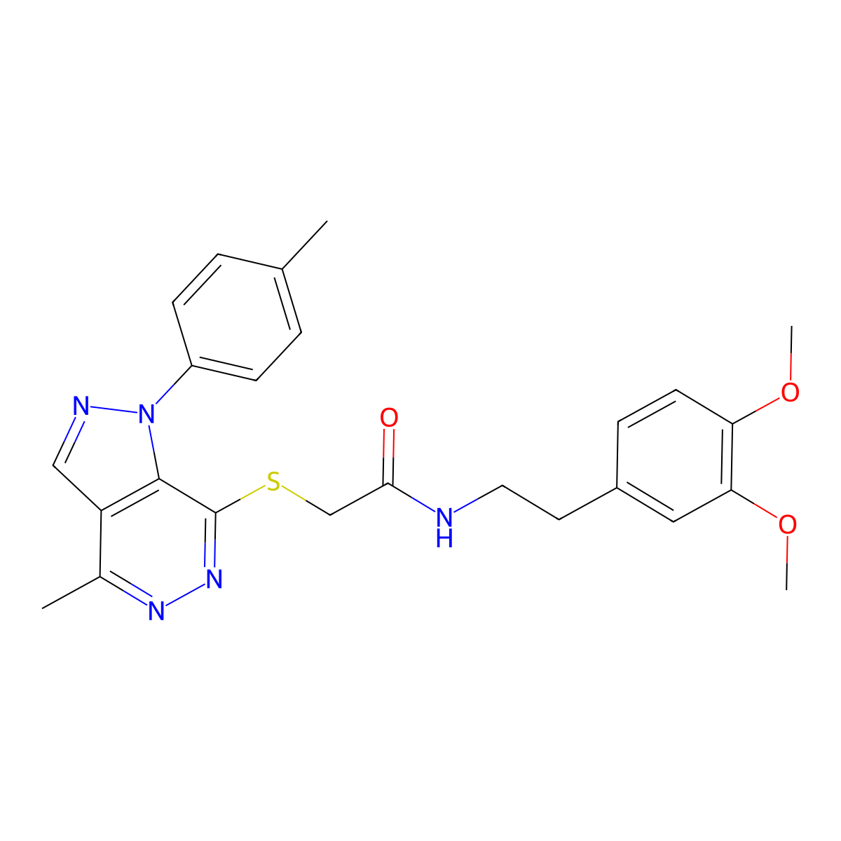 N-(3,4-dimethoxyphenethyl)-2-((4-methyl-1-(p-tolyl)-1H-pyrazolo[3,4-d]pyridazin-7-yl)thio)acetamide molecular structure, CAS 1207028-19-0