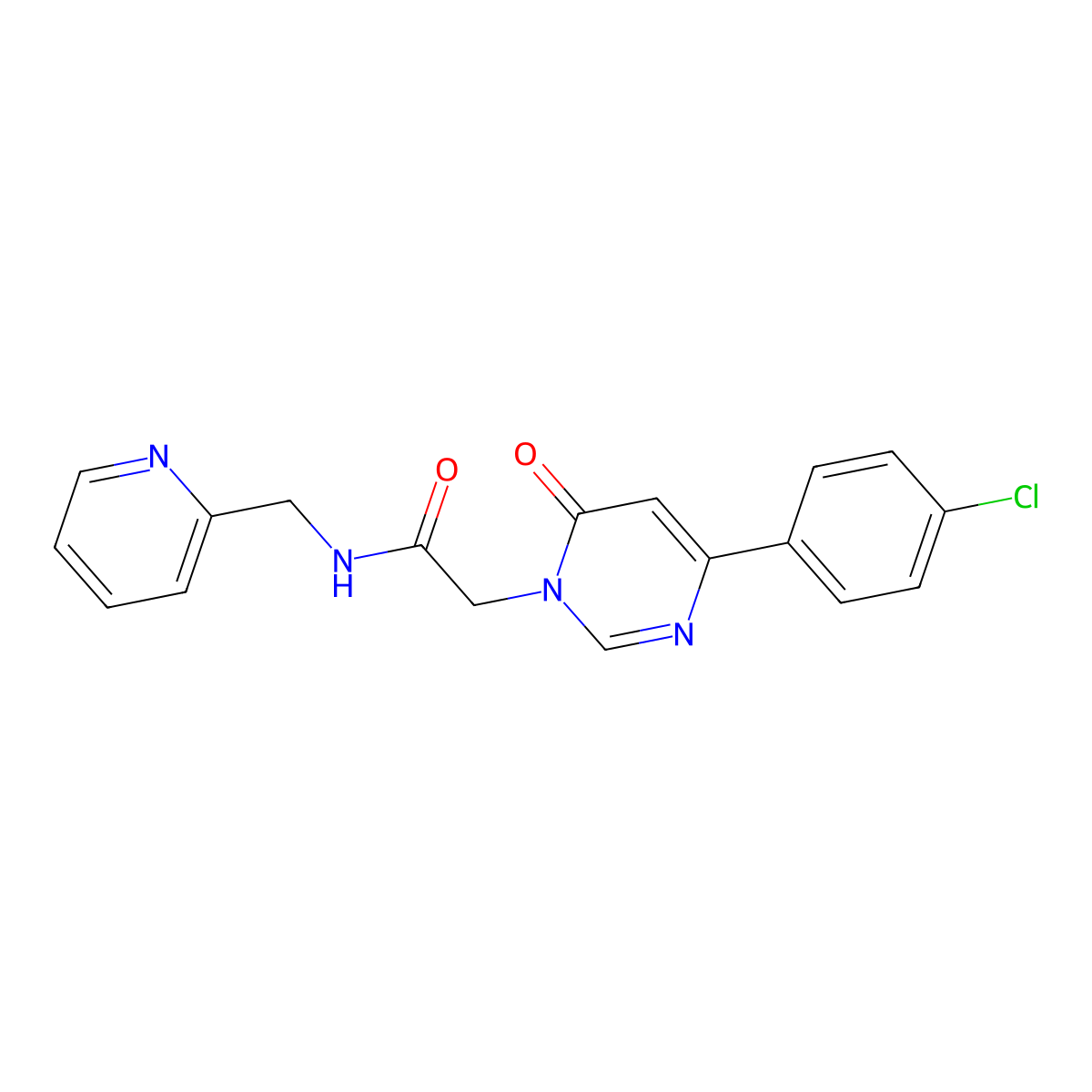 2-(4-(4-chlorophenyl)-6-oxopyrimidin-1(6H)-yl)-N-(pyridin-2-ylmethyl)acetamide molecular structure, CAS 1207028-30-5