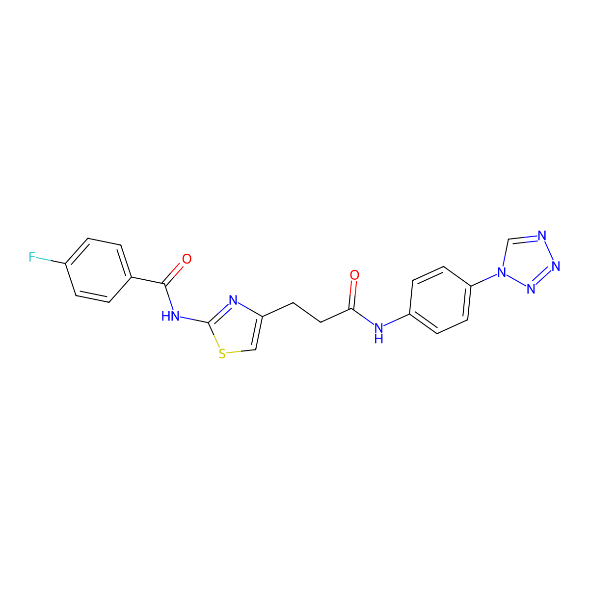 N-(4-(3-((4-(1H-tetrazol-1-yl)phenyl)amino)-3-oxopropyl)thiazol-2-yl)-4-fluorobenzamide molecular structure, CAS 1207028-35-0