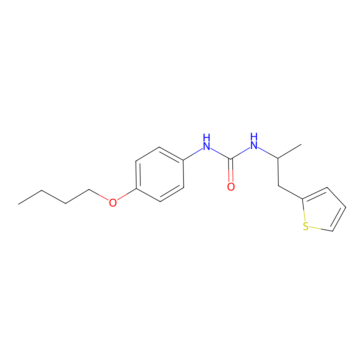 1-(4-Butoxyphenyl)-3-(1-(thiophen-2-yl)propan-2-yl)urea molecular structure, CAS 1207028-42-9