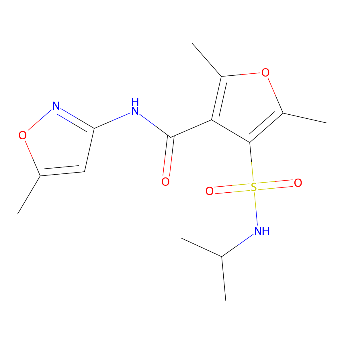 4-(N-isopropylsulfamoyl)-2,5-dimethyl-N-(5-methylisoxazol-3-yl)furan-3-carboxamide molecular structure, CAS 1207028-46-3