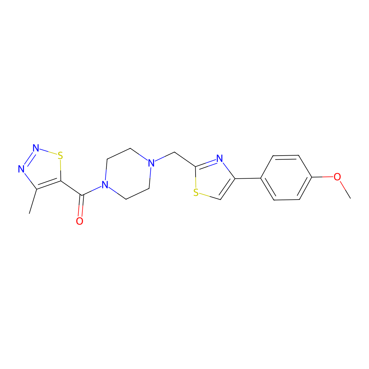 (4-((4-(4-Methoxyphenyl)thiazol-2-yl)methyl)piperazin-1-yl)(4-methyl-1,2,3-thiadiazol-5-yl)methanone molecular structure, CAS 1207028-52-1