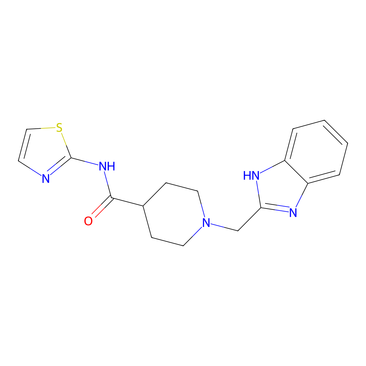 1-((1H-benzo[d]imidazol-2-yl)methyl)-N-(thiazol-2-yl)piperidine-4-carboxamide molecular structure, CAS 1207028-53-2