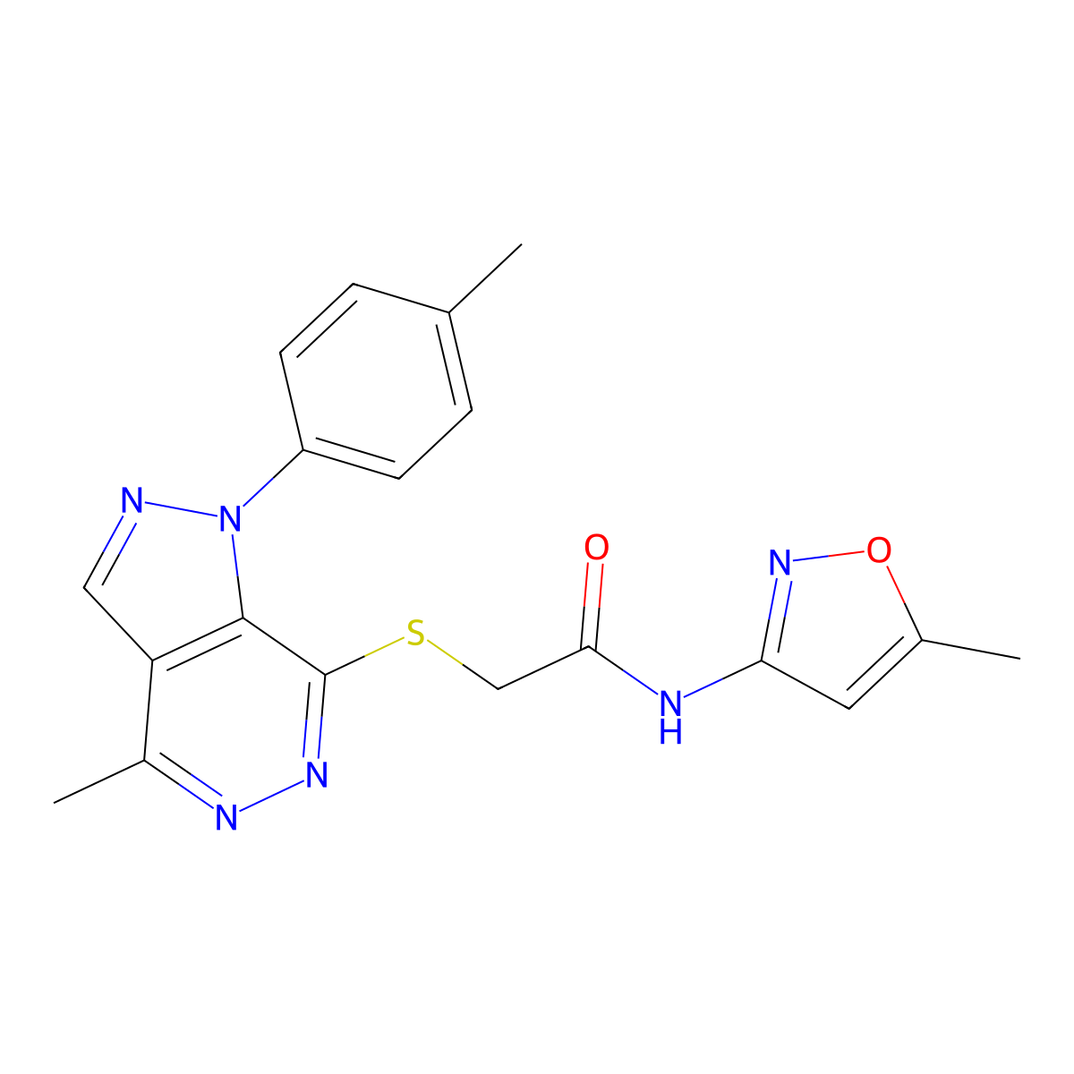 N-(5-methyl-1,2-oxazol-3-yl)-2-{[4-methyl-1-(4-methylphenyl)-1H-pyrazolo[3,4-d]pyridazin-7-yl]sulfanyl}acetamide molecular structure, CAS 1207028-60-1