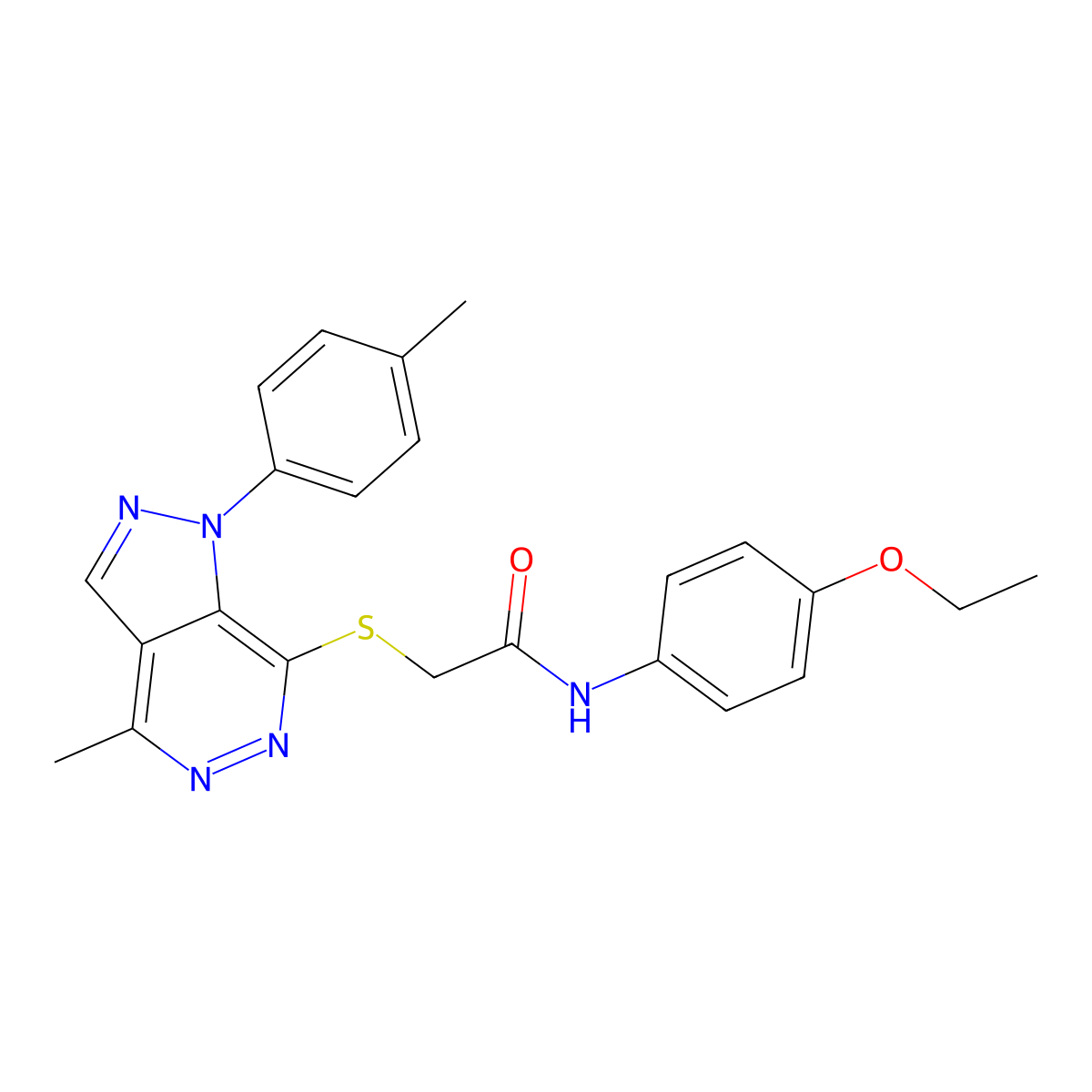 N-(4-ethoxyphenyl)-2-((4-methyl-1-(p-tolyl)-1H-pyrazolo[3,4-d]pyridazin-7-yl)thio)acetamide molecular structure, CAS 1207028-63-4