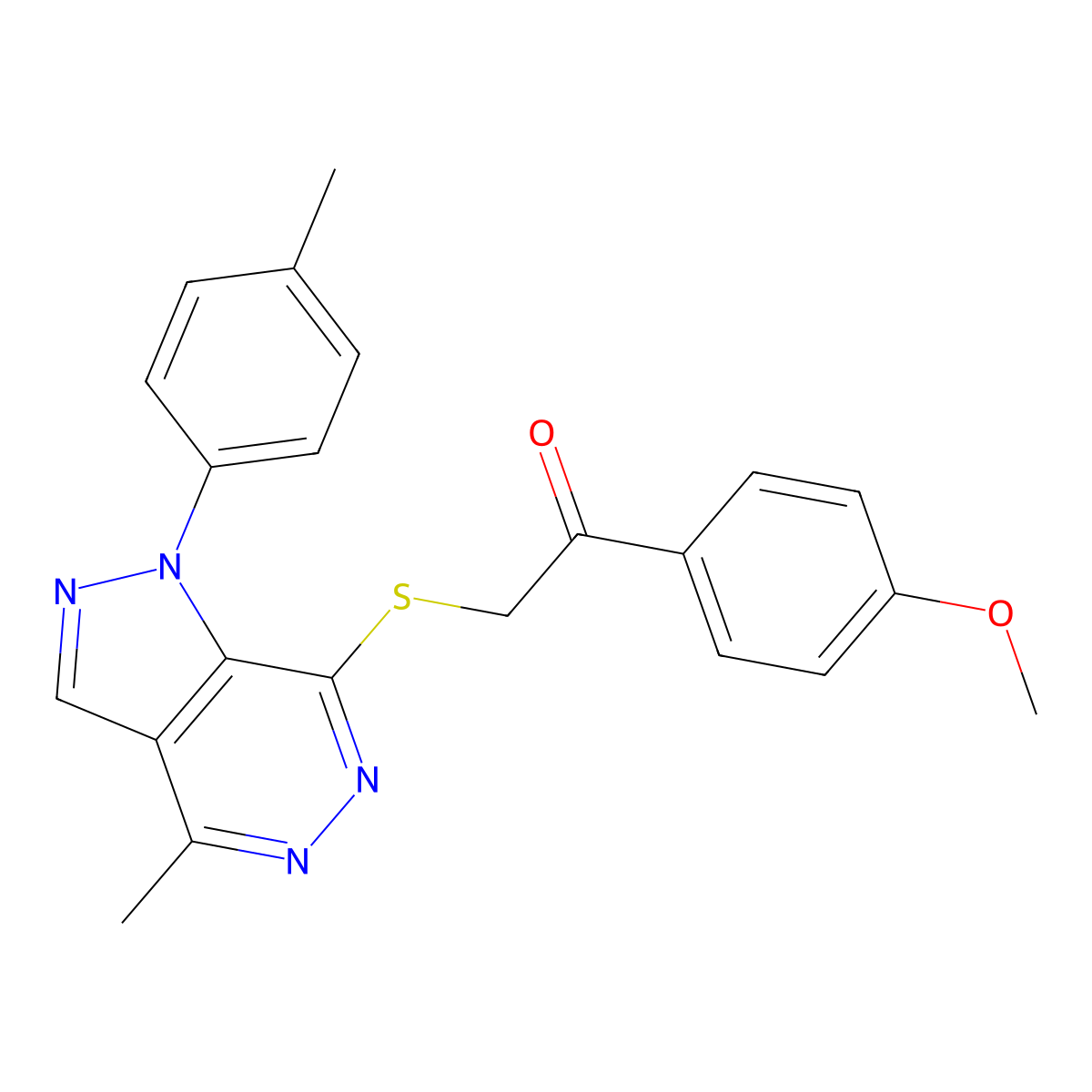 1-(4-methoxyphenyl)-2-((4-methyl-1-(p-tolyl)-1H-pyrazolo[3,4-d]pyridazin-7-yl)thio)ethanone molecular structure, CAS 1207028-66-7