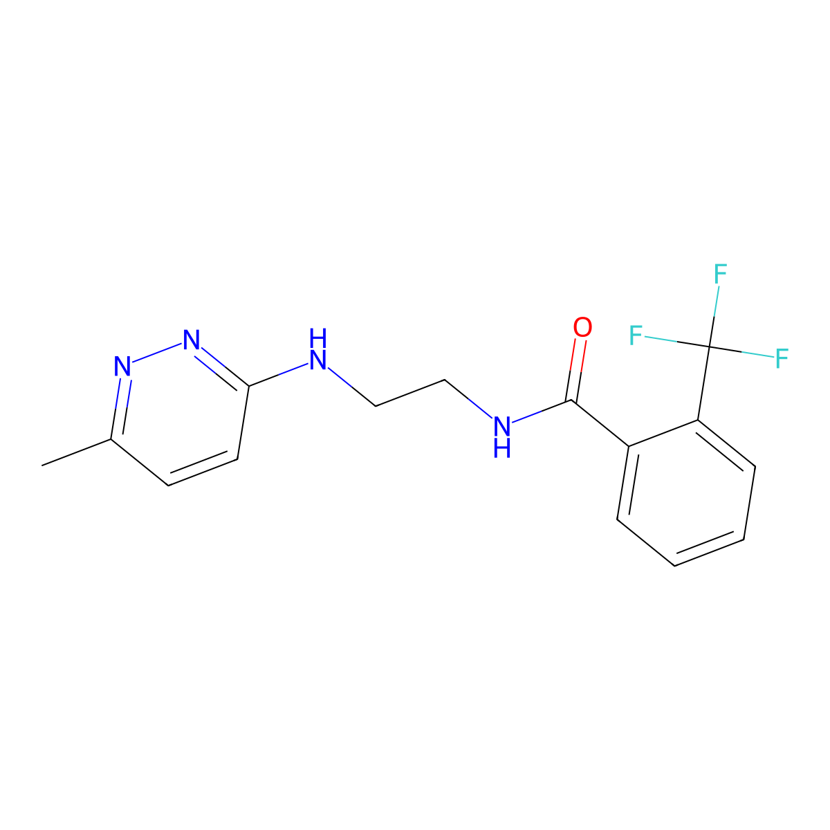 N-(2-((6-methylpyridazin-3-yl)amino)ethyl)-2-(trifluoromethyl)benzamide molecular structure, CAS 1207028-72-5