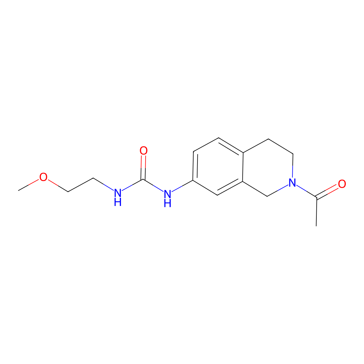 1-(2-Acetyl-1,2,3,4-tetrahydroisoquinolin-7-yl)-3-(2-methoxyethyl)urea molecular structure, CAS 1207028-73-6