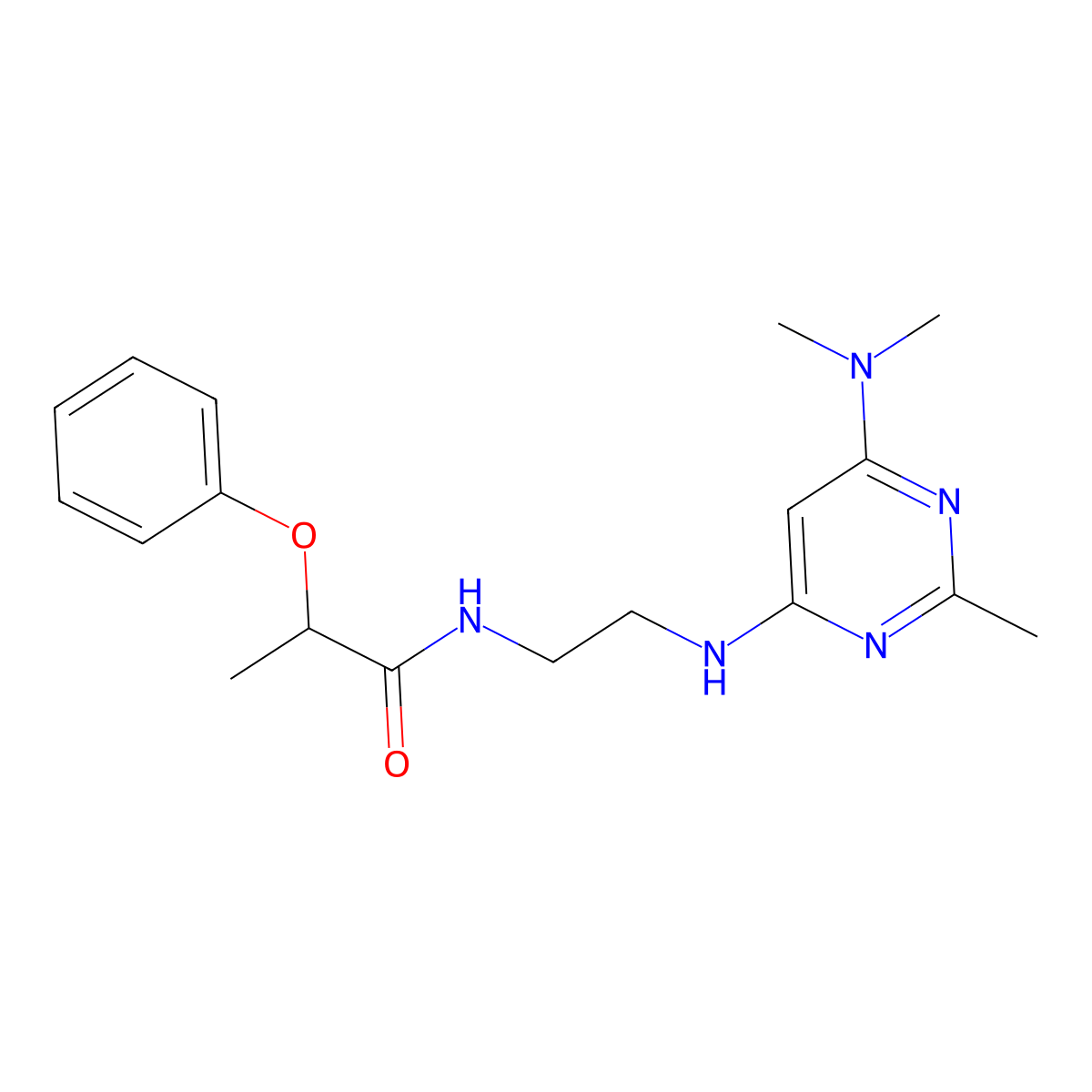 N-(2-{[6-(dimethylamino)-2-methylpyrimidin-4-yl]amino}ethyl)-2-phenoxypropanamide molecular structure, CAS 1207028-78-1