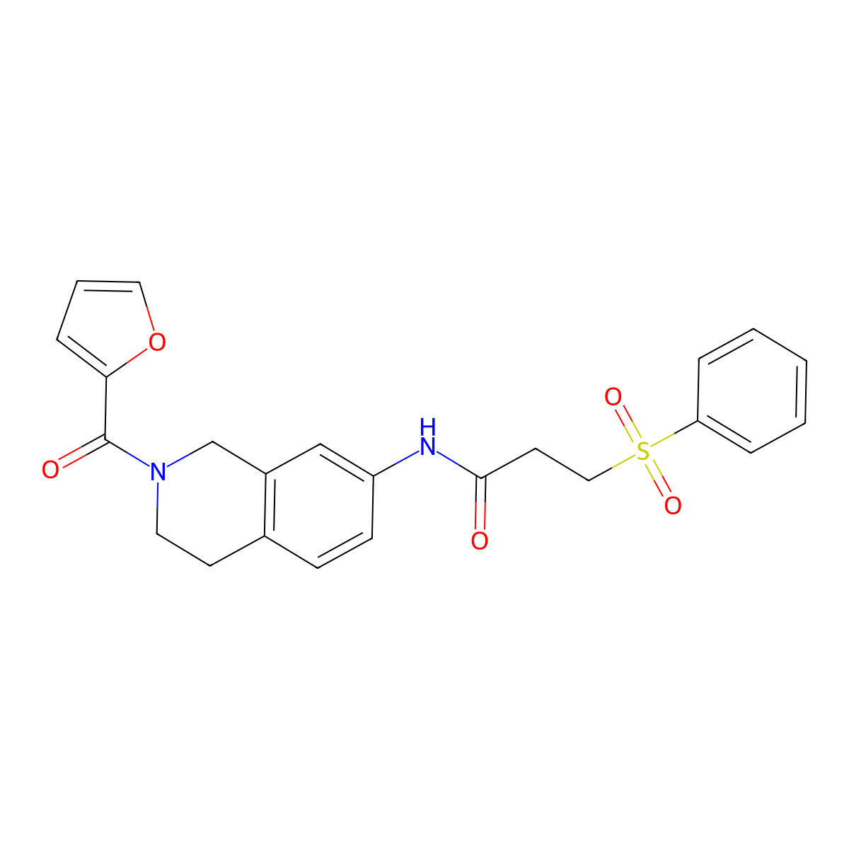 N-(2-(furan-2-carbonyl)-1,2,3,4-tetrahydroisoquinolin-7-yl)-3-(phenylsulfonyl)propanamide molecular structure, CAS 1207028-80-5