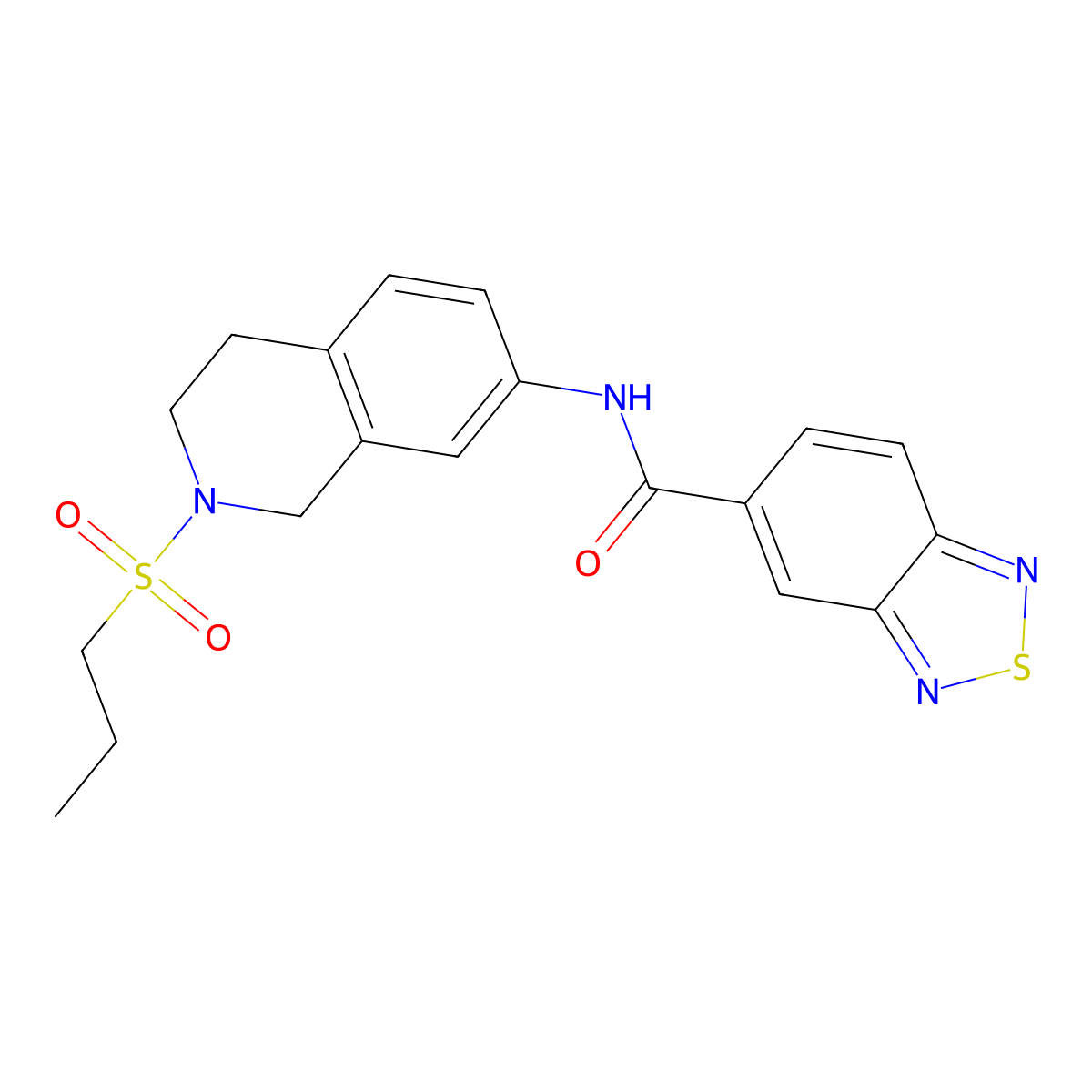 N-(2-(propylsulfonyl)-1,2,3,4-tetrahydroisoquinolin-7-yl)benzo[c][1,2,5]thiadiazole-5-carboxamide molecular structure, CAS 1207028-83-8