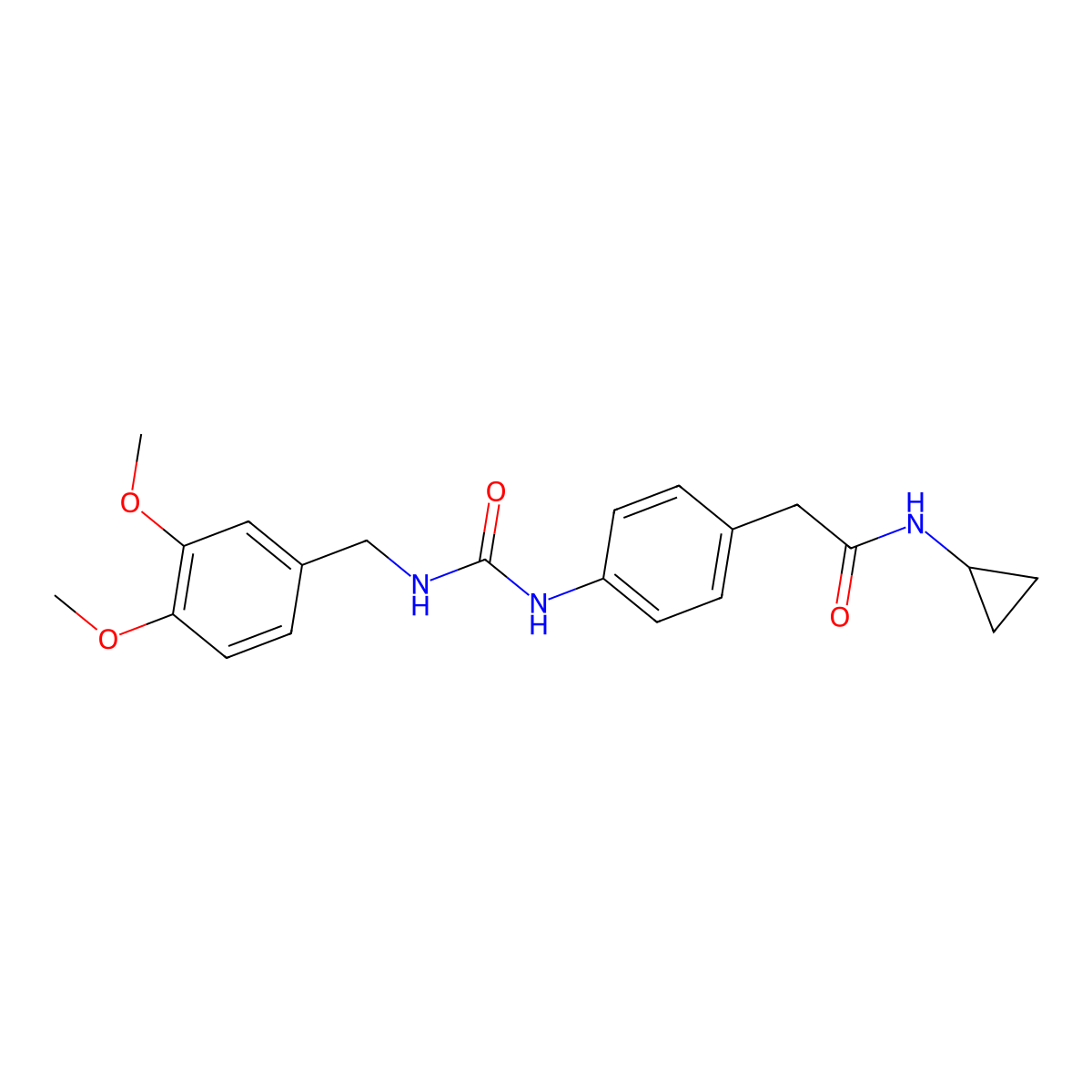 N-cyclopropyl-2-(4-(3-(3,4-dimethoxybenzyl)ureido)phenyl)acetamide molecular structure, CAS 1207028-89-4