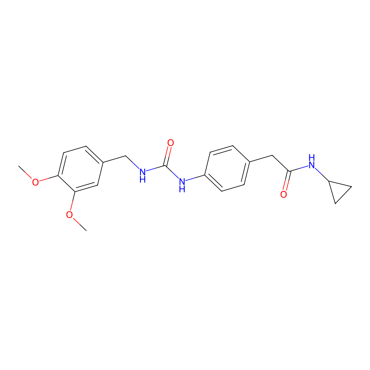 N-cyclopropyl-2-(4-(3-(3,4-dimethoxybenzyl)ureido)phenyl)acetamide molecular structure, CAS 1207028-89-4