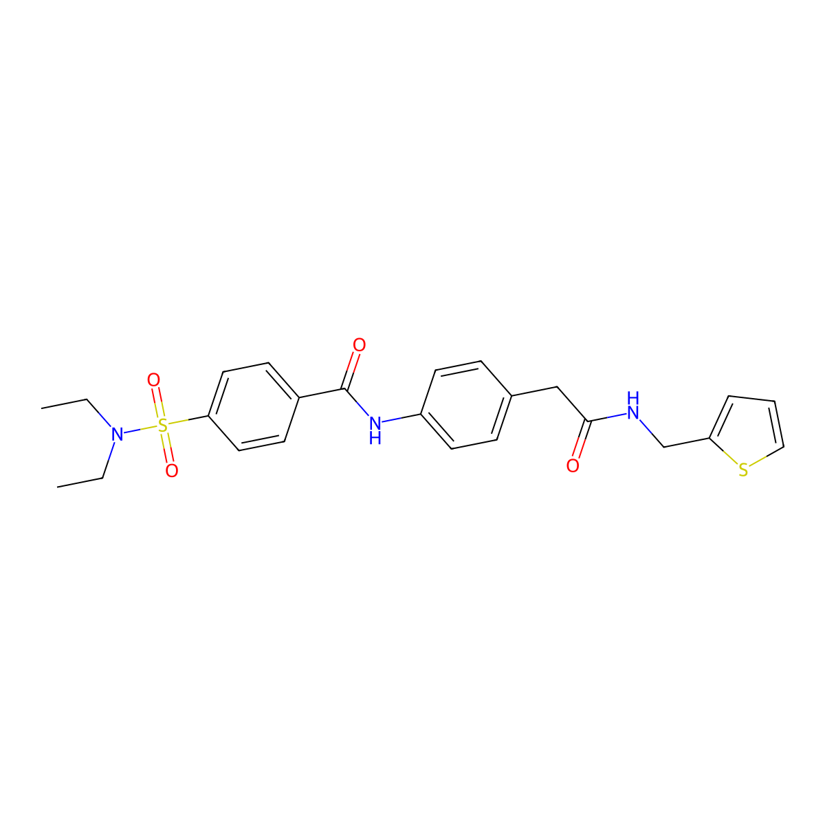 4-(N,N-diethylsulfamoyl)-N-(4-(2-oxo-2-((thiophen-2-ylmethyl)amino)ethyl)phenyl)benzamide molecular structure, CAS 1207028-92-9