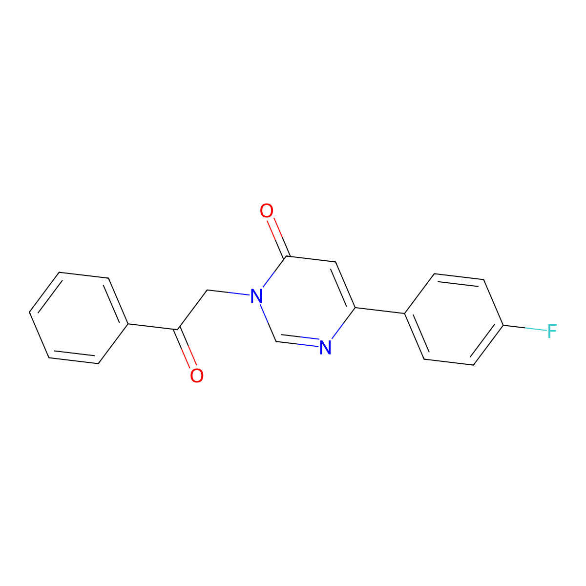 6-(4-fluorophenyl)-3-(2-oxo-2-phenylethyl)pyrimidin-4(3H)-one molecular structure, CAS 1207028-93-0