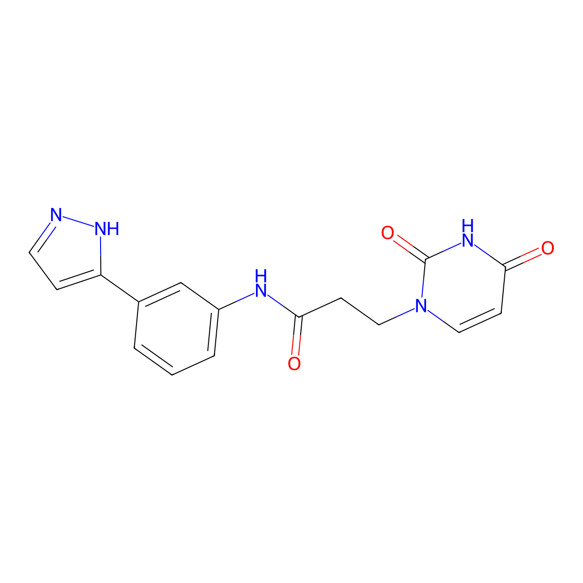 N-(3-(1H-pyrazol-3-yl)phenyl)-3-(2,4-dioxo-3,4-dihydropyrimidin-1(2H)-yl)propanamide molecular structure, CAS 1207029-02-4