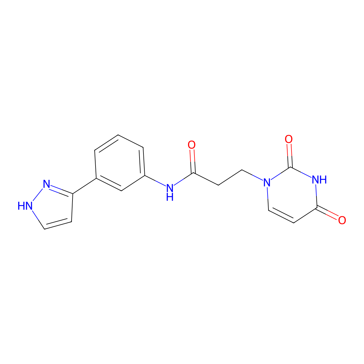 N-(3-(1H-pyrazol-3-yl)phenyl)-3-(2,4-dioxo-3,4-dihydropyrimidin-1(2H)-yl)propanamide molecular structure, CAS 1207029-02-4