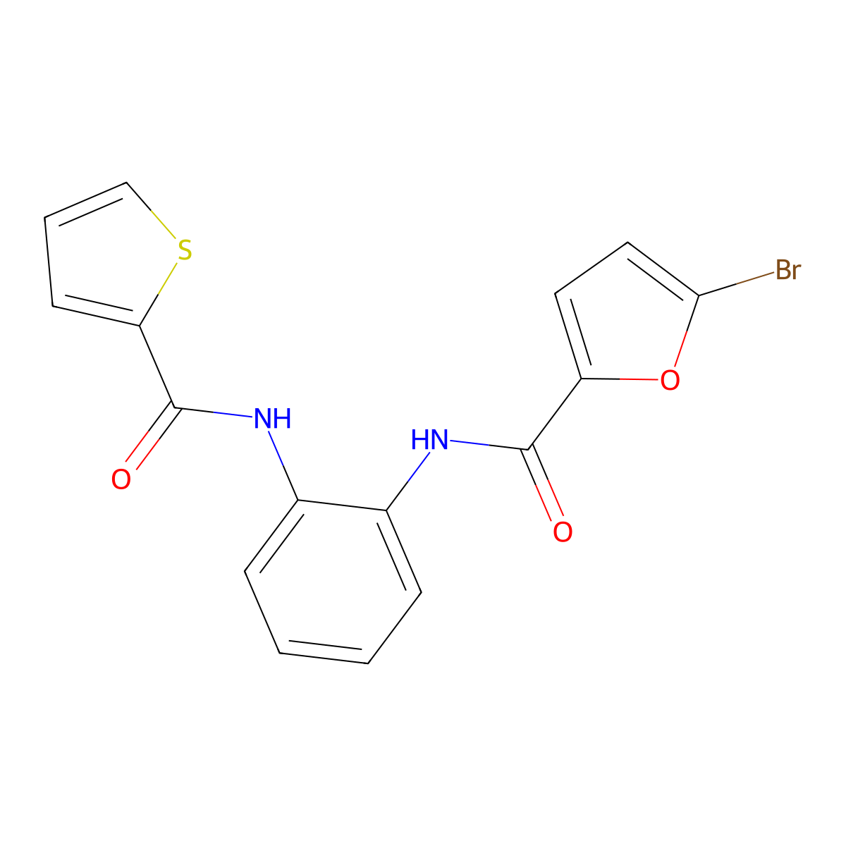 5-bromo-N-(2-(thiophene-2-carboxamido)phenyl)furan-2-carboxamide molecular structure, CAS 1207029-05-7